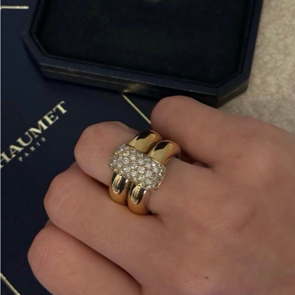 Rare Authentic Chaumet 18K gold ring with diamonds. 16g gold. High class jewelry - Picture 3 of 9